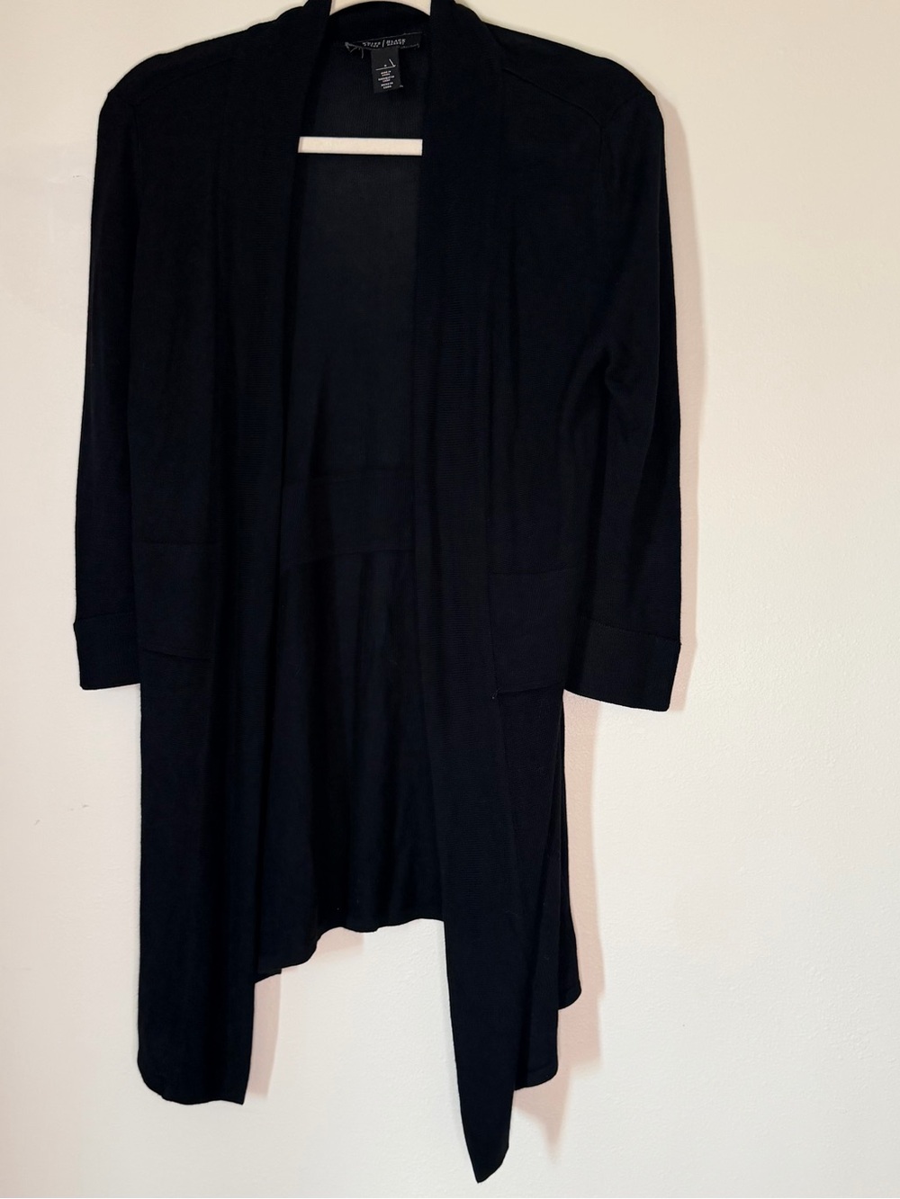 White House Black Market Black Open-Front Longline Cardigan